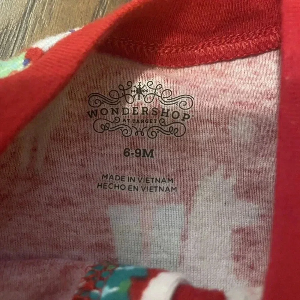 6-9 Months Wonder Shop Red Footed Christmas Llama Pajamas, Unisex
